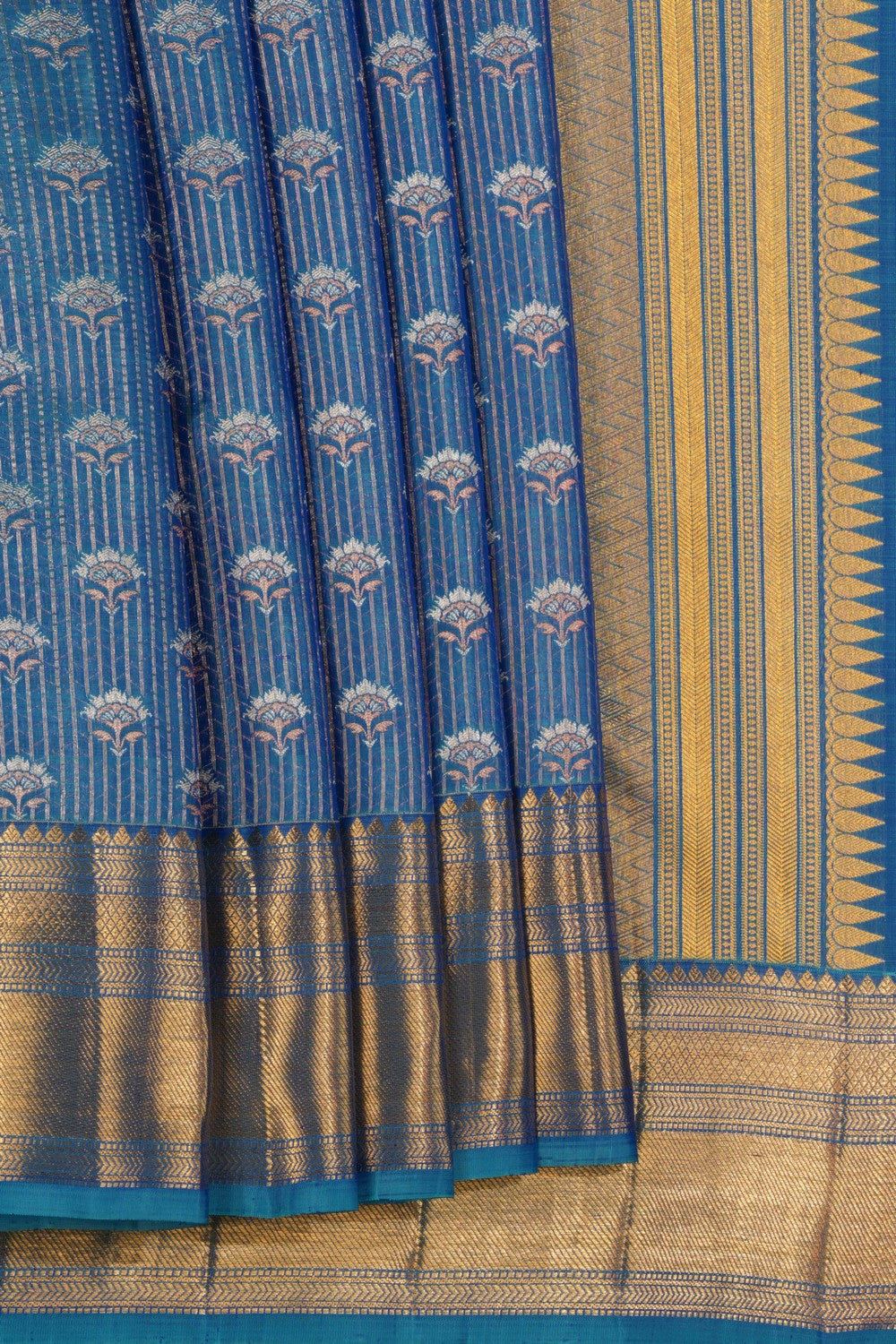 Image of Kanchipattu Brocade Silk Blue Saree